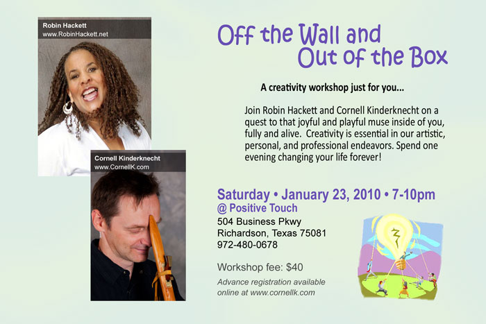 Cornell Kinderknecht and Robin Hackett, Off the Wall and Out of the Box creativity workshop