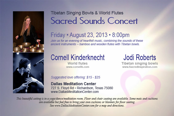 Sacred Sounds Concert, Cornell Kinderknecht and Jodi Roberts - August 23, 2013 - Richardson/Dallas, Texas