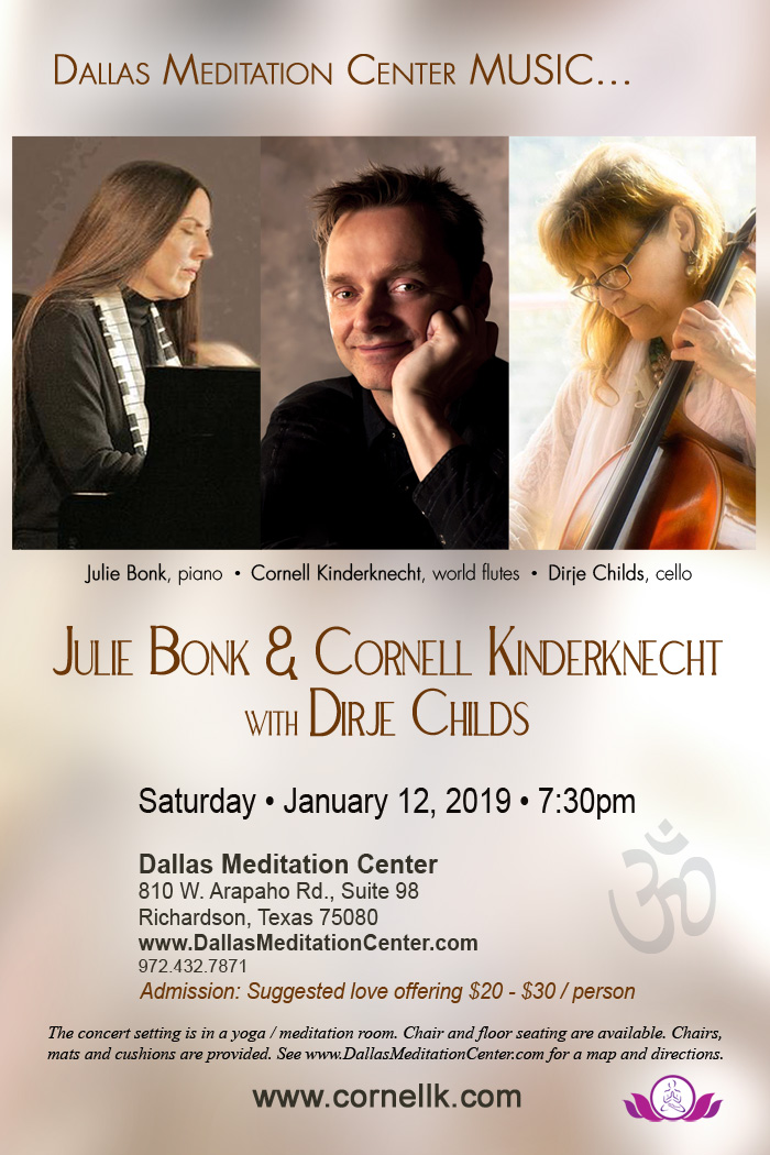 Evening Concert with Julie Bonk, Cornell Kinderknecht and Dirje Childs - January 12, 2019 - Richardson/Dallas, Texas